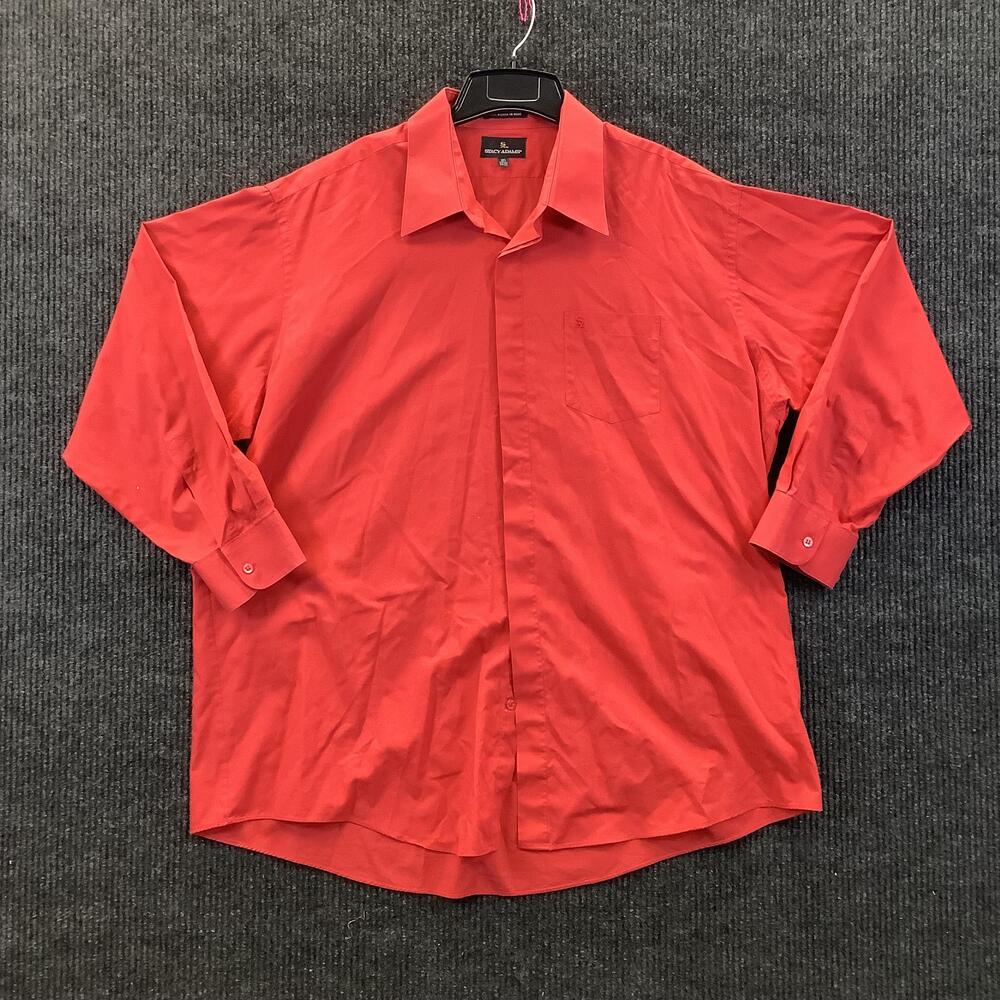 Stacy Adams Shirt Mens 18.5 34-35 Red Long Sleeve Button Down Dress Pocket Logo